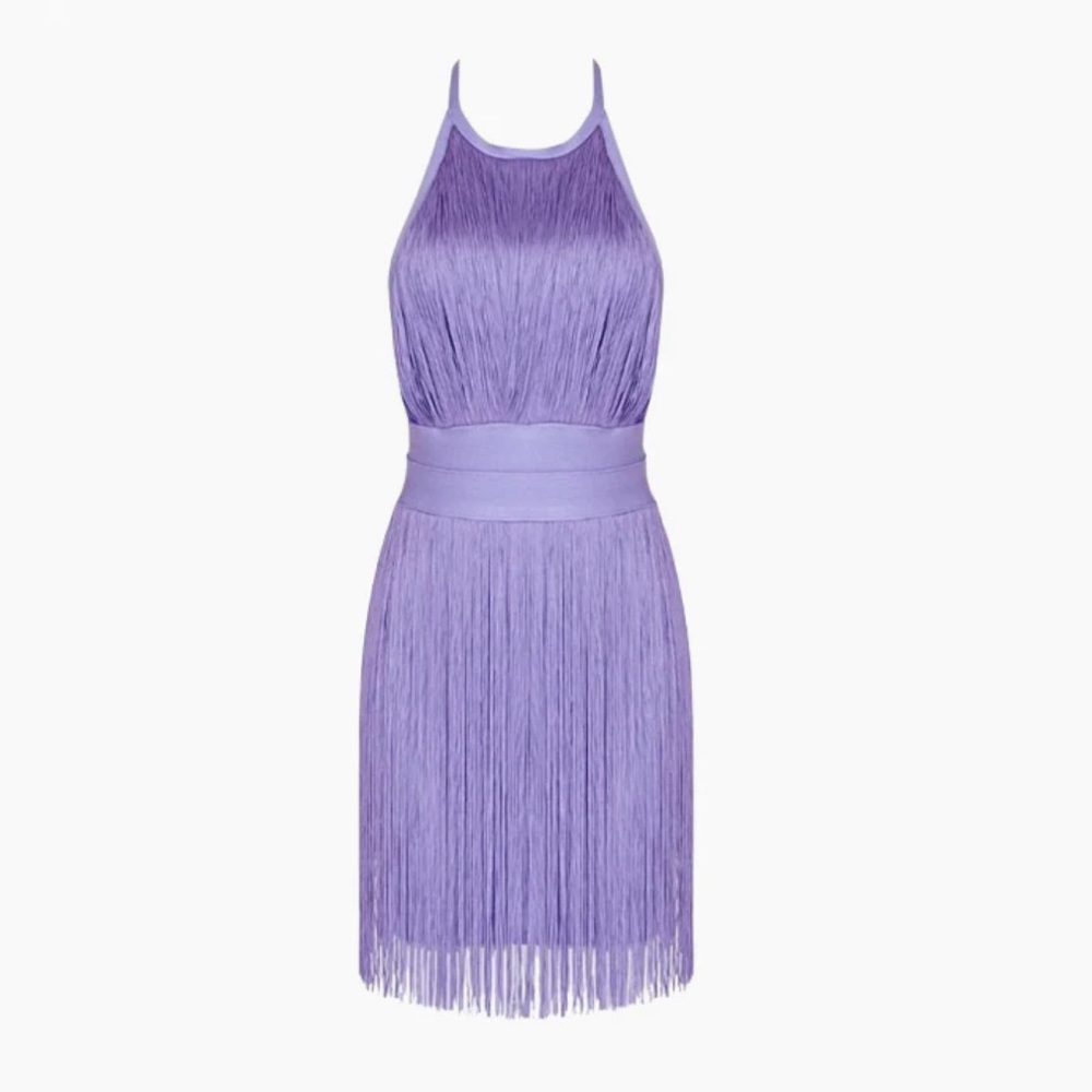 Lilac Fringe Mini Dress